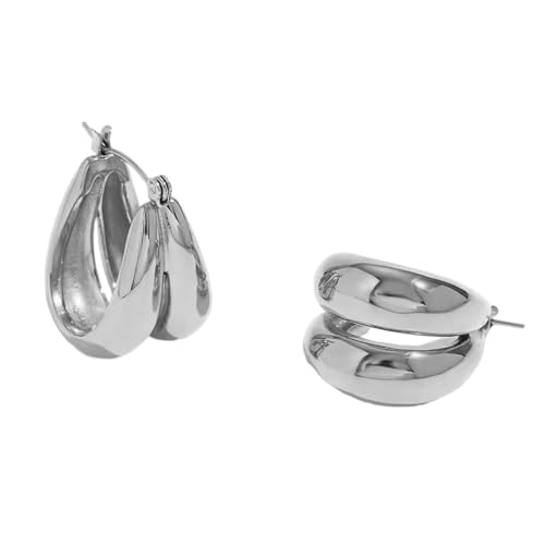 Mehrzweck Retro Stile Goldplattierte Ohrringe Polierte Doppel U Reifen Bequem Für Lässige Und Formelle Anlässe Modern von HDOYTXXM