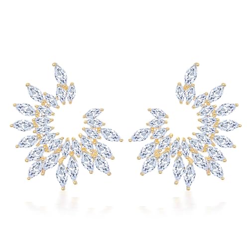 Moderne Stollen Ohrringe Mit Kubischen Zirkonia Detail Party Statement Kupferstruktur Für Einen Raffinierten Look Komfortable Tägliche Verschleiß von HDOYTXXM