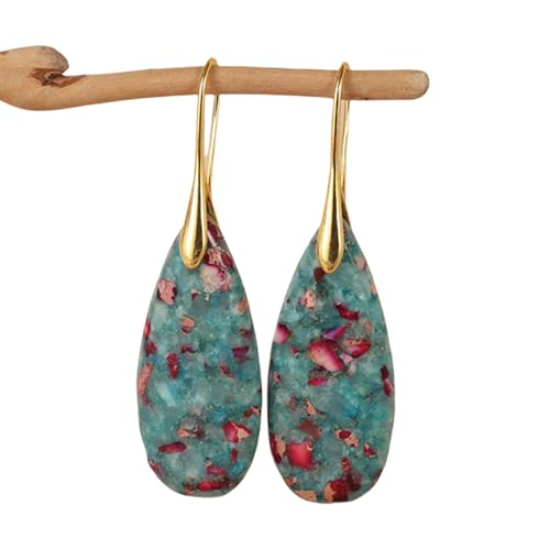 Raffinierte Kupferlegierungstränenohrringe Mit Edelsteinenakzenten 5 Cm Baumle Für Gesichtsrahmen Alltagsschmuck Oder Besondere Anlässe Kupfersteinohrringe von HDOYTXXM