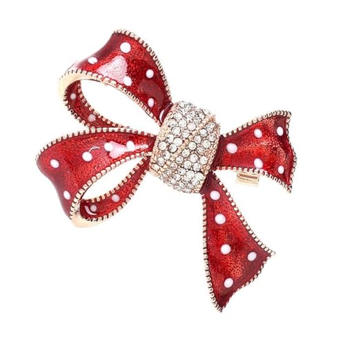 Schimmernde Strasssteine Ribbon Bowknot Brosche Schmetterlingsknoten Gelegenheitsnadel Stylish Schmuck Geschenk Für Besondere Anlässe Vintage Red Emaille Bowknot von HDOYTXXM