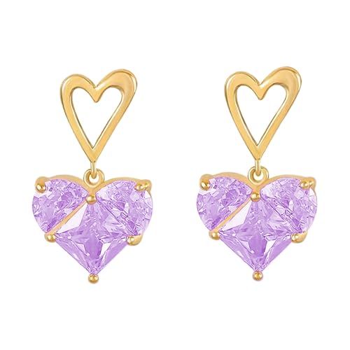 Stilvolle Legierungs Herzohrringe Mit Stilvollen Zirkonsteinen Dekoration Ideal Für Trendige Und Elegante Anlässe Casual Wear Modische Drop Ohrringe von HDOYTXXM