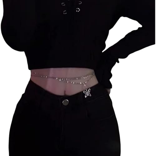 HDOYTXXM Stilvolle Stapelbare Perlen Verstellbare Taillenschmuck Legierungskette Für Partyclub Event Elegante Abend Outfit Verbesserung Verstellbarer Metallic Pearls Gürtel von HDOYTXXM