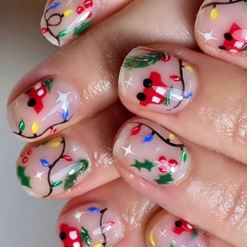 Weihnachten Press On Nails Kurze Quadratische Falsche Nägel Weihnachten Lichtstreifen Stick On Nails Cartoon Auto Falsche Nägel Für Mädchen von HDOYTXXM