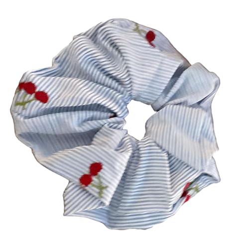 Zarte Bögen Und Blaue Streifen Scrunchie Hair Band Für Erwachsene Mädchen Elastische Haarbindung Bequeme Stoff Haarzubehör von HDOYTXXM