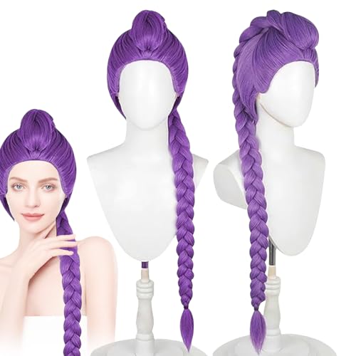 Demon Hunters Costume Rumi Perücke Cosplay Kids Anime Mira Zoey-Kostümperücken Cosplay-Perücke Lila Zopfperücke Hitzebeständiges Synthetisches Haar Für Kid Halloween, Karneval, Party (#02) von HDQQEU