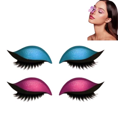 Lazy Eye Shadow Wimpernpatch,Lidschatten Wimpern Make-Up Aufkleber,2-In-1 Reusable Fauler Lidschatten Wimpern Patch, Glitzer Eyeshadow Stickers FüR Alle Lidschatten KostüM (2 Pair, #04) von HDQQEU