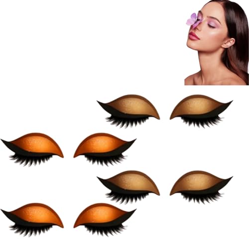Lazy Eye Shadow Wimpernpatch,Lidschatten Wimpern Make-Up Aufkleber,2-In-1 Reusable Fauler Lidschatten Wimpern Patch, Glitzer Eyeshadow Stickers FüR Alle Lidschatten KostüM (4 Pair, #13) von HDQQEU
