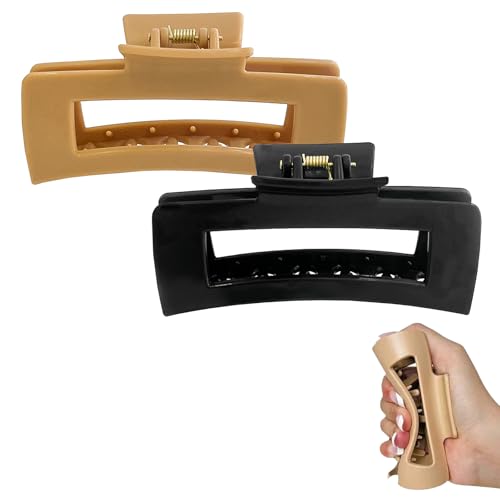 Soft Claw Clip, Haarspangen Cloud Clip Rutschfest Quadratische Klauenclips, Weiche Haarklammern FüR Damen, Haar Jaw Clips FüR Frauen MäDchen (Khaki+Schwarz) von HDQQEU