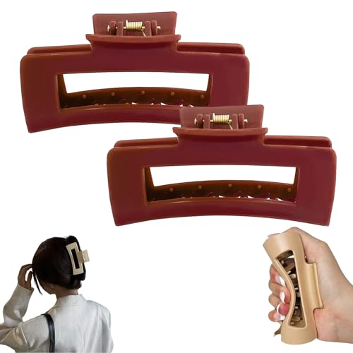 Soft Claw Clip, Haarspangen Cloud Clip Rutschfest Quadratische Klauenclips, Weiche Haarklammern FüR Damen, Haar Jaw Clips FüR Frauen MäDchen (Rot, 2 STK) von HDQQEU
