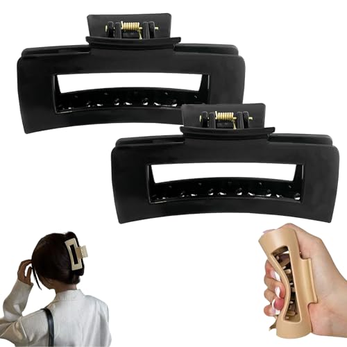 Soft Claw Clip, Haarspangen Cloud Clip Rutschfest Quadratische Klauenclips, Weiche Haarklammern FüR Damen, Haar Jaw Clips FüR Frauen MäDchen (Schwarz,2 STK) von HDQQEU
