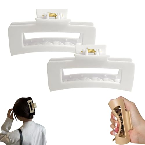 Soft Claw Clip, Haarspangen Cloud Clip Rutschfest Quadratische Klauenclips, Weiche Haarklammern FüR Damen, Haar Jaw Clips FüR Frauen MäDchen (Weiß, 2 STK) von HDQQEU