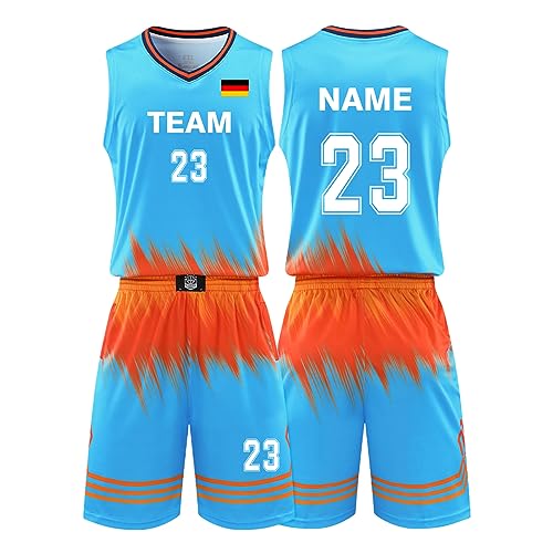 Benutzerdefiniert Basketball Trikot Kinder Herren Set mit Namen Nummer Team Logo Basketball Shirt & Short von HDSD