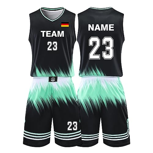 Benutzerdefiniert Basketball Trikot Kinder Herren Set mit Namen Nummer Team Logo Basketball Shirt & Short von HDSD