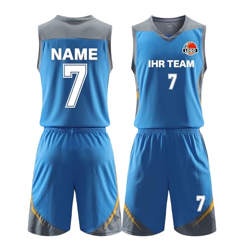 Benutzerdefiniert Basketball Trikot mit Eigenem Namen Kinder Nummer Team Logo Basketball Shirt & Short von HDSD