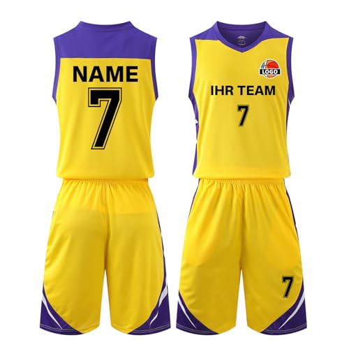 Benutzerdefiniert Basketball Trikot mit Eigenem Namen Kinder Nummer Team Logo Basketball Shirt & Short von HDSD