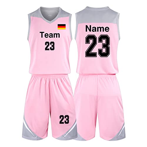 Benutzerdefiniert Basketball Trikot mit Eigenem Namen Kinder Nummer Team Logo Basketball Shirt & Short von HDSD