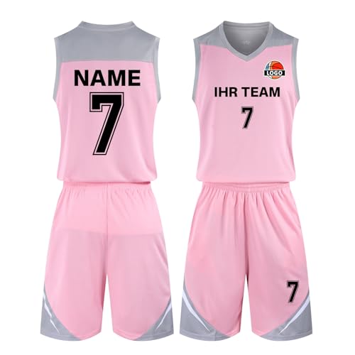 Benutzerdefiniert Basketball Trikot mit Eigenem Namen Kinder Nummer Team Logo Basketball Shirt & Short von HDSD