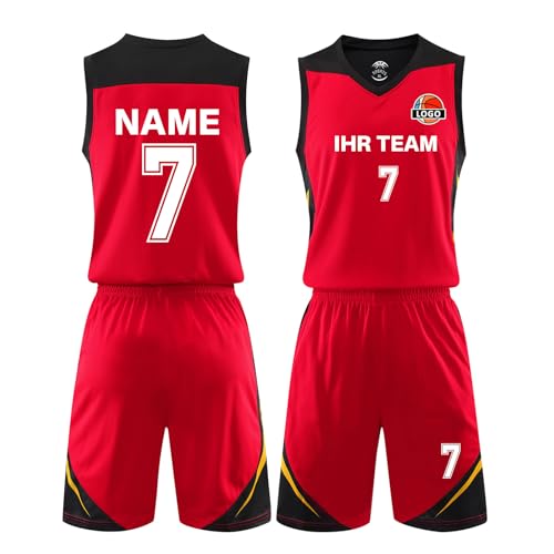 Benutzerdefiniert Basketball Trikot mit Eigenem Namen Kinder Nummer Team Logo Basketball Shirt & Short von HDSD