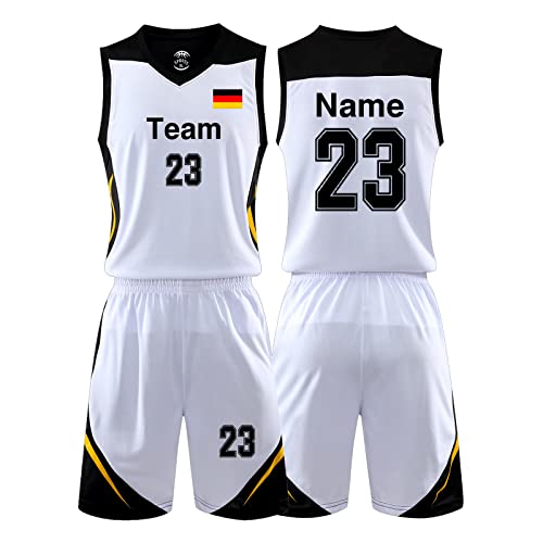 Benutzerdefiniert Basketball Trikot mit Eigenem Namen Kinder Nummer Team Logo Basketball Shirt & Short von HDSD