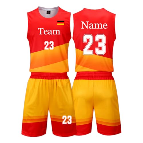 Benutzerdefiniert Basketball Trikot & Short Kinder Herren Set mit Namen Nummer Team Logo Basketball Shirt von HDSD