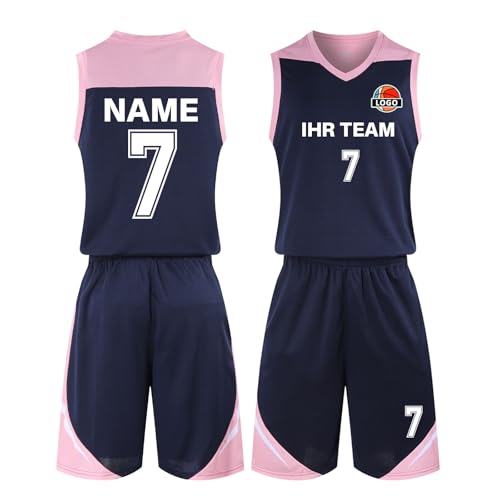 HDSD Benutzerdefiniert Basketball Trikot mit Eigenem Namen Kinder Nummer Team Logo Basketball Shirt & Short von HDSD