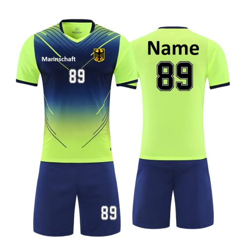 Personifizieren Kinder Erwachsene Trikot Fussballtrikot Kinder mit Namen Nummber Team Logo Home Auswärts Fußball Trikot (Grün) von HDSD