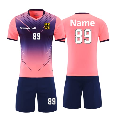 Personifizieren Kinder Erwachsene Trikot Fussballtrikot Kinder mit Namen Nummber Team Logo Home Auswärts Fußball Trikot (Rosa) von HDSD