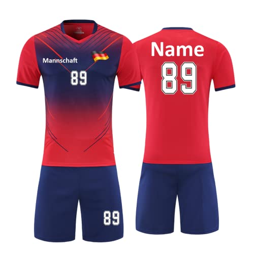 Personifizieren Kinder Erwachsene Trikot Fussballtrikot Kinder mit Namen Nummber Team Logo Home Auswärts Fußball Trikot (rot) von HDSD