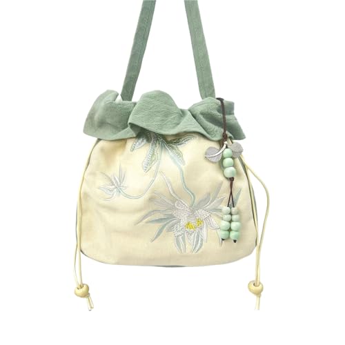 Chinesische Hanfu inspirierte Umhängetasche – bestickte Schultertasche aus Seidensatin mit Quaste und Geheimtasche(A27) von HDSDVNON