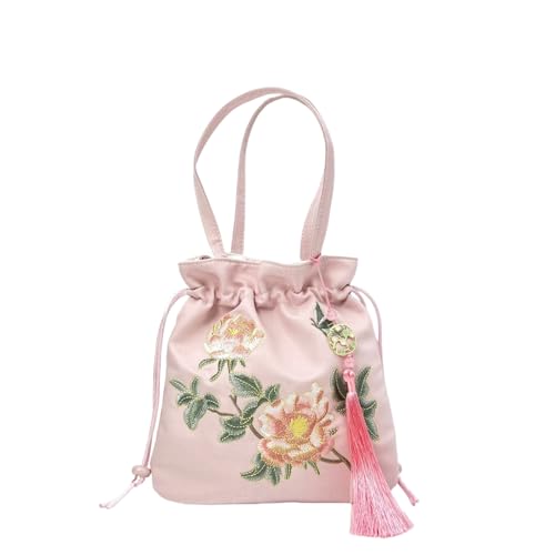 Chinesische Hanfu inspirierte Umhängetasche – bestickte Schultertasche aus Seidensatin mit Quaste und Geheimtasche(A32) von HDSDVNON