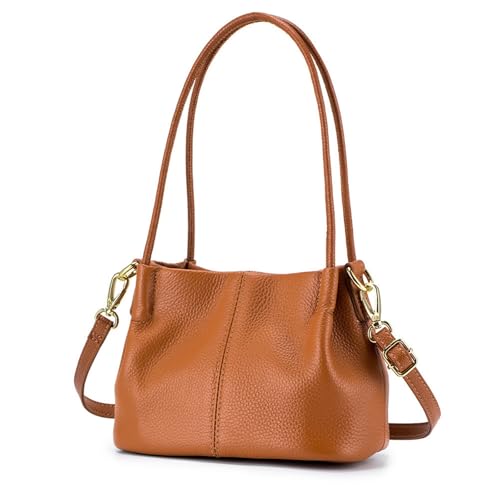 Europäische Vintage-Umhängetasche aus Leder for Damen – Geräumige Schultertasche mit Magnetverschluss, Mehreren Taschen und Vintage-Design(DeepApricot) von HDSDVNON