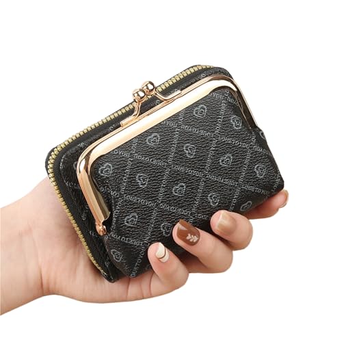 HDSDVNON Große Damenbrieftasche mit geometrischem Aufdruck, RFID-Schutz und Mehreren Kartenfächern, Retro-Geldbörse(Black) von HDSDVNON
