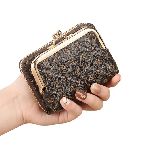 HDSDVNON Große Damenbrieftasche mit geometrischem Aufdruck, RFID-Schutz und Mehreren Kartenfächern, Retro-Geldbörse(Brown) von HDSDVNON
