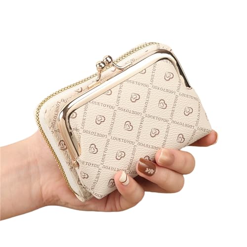 HDSDVNON Große Damenbrieftasche mit geometrischem Aufdruck, RFID-Schutz und Mehreren Kartenfächern, Retro-Geldbörse(Creamwhite) von HDSDVNON