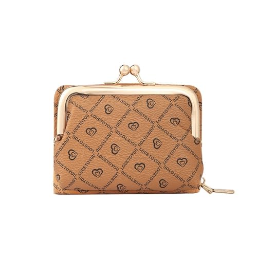 HDSDVNON Große Damenbrieftasche mit geometrischem Aufdruck, RFID-Schutz und Mehreren Kartenfächern, Retro-Geldbörse(Lightbrown) von HDSDVNON