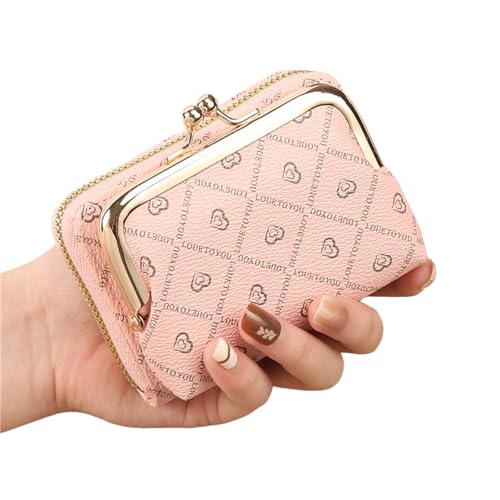 HDSDVNON Große Damenbrieftasche mit geometrischem Aufdruck, RFID-Schutz und Mehreren Kartenfächern, Retro-Geldbörse(Pink) von HDSDVNON