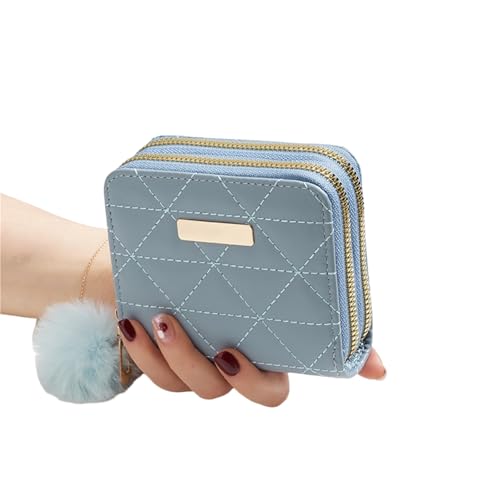 HDSDVNON Gesteppte Mini-Geldbörse for Damen – Geldbörse Aus PU-Leder Mit Rautenstich, Doppellagigem Und Atmungsaktivem Design(Blue) von HDSDVNON