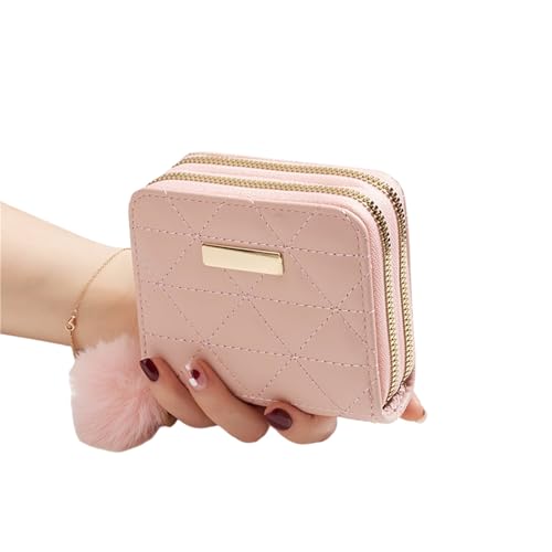 HDSDVNON Gesteppte Mini-Geldbörse for Damen – Geldbörse Aus PU-Leder Mit Rautenstich, Doppellagigem Und Atmungsaktivem Design(Pink) von HDSDVNON