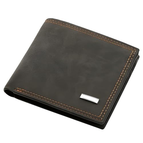HDSDVNON Multifunktionale Kurze Herrenbrieftasche - Business-Casual-Geldbörse aus echtem Leder mit Reißverschlussfach und 12 Kartenfächern, leicht, tragbar(Black) von HDSDVNON