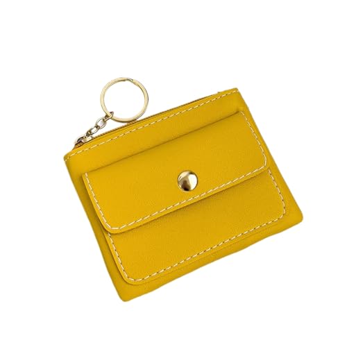HDSDVNON Süß genähte Schlüsselanhänger-Münztasche – kompakte PU-Geldbörse mit Außentasche, passende Mini-Geldbörse for das Wesentliche des täglichen Bedarfs(Yellow) von HDSDVNON