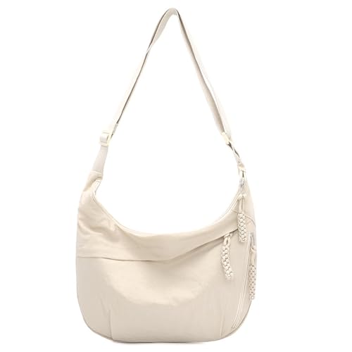 Nylon-Umhängetasche mit Knödelmotiv – Mittelgroße Damen-Umhängetasche mit Mehreren Taschen | 8 Farben erhältlich(Creamy-White) von HDSDVNON