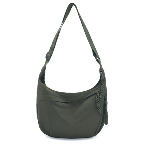 Nylon-Umhängetasche mit Knödelmotiv – Mittelgroße Damen-Umhängetasche mit Mehreren Taschen | 8 Farben erhältlich(Green) von HDSDVNON