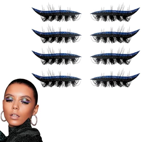 Wiederverwendbare Lidschatten-Wimpernpflaster – 2-in-1-Make-up-Aufkleber for alle Augenformen, wischfeste und wasserfeste Formel(Blue) von HDSDVNON