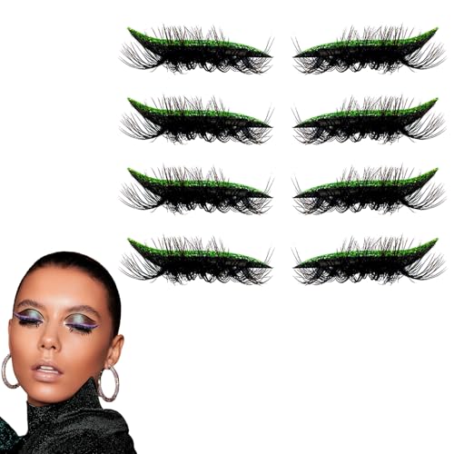 Wiederverwendbare Lidschatten-Wimpernpflaster – 2-in-1-Make-up-Aufkleber for alle Augenformen, wischfeste und wasserfeste Formel(Fluorescent Green) von HDSDVNON
