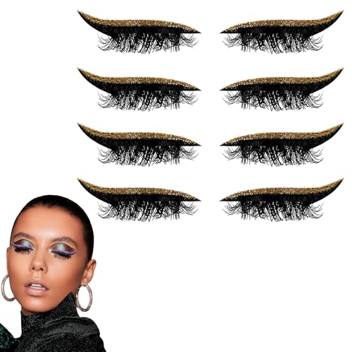 Wiederverwendbare Lidschatten-Wimpernpflaster – 2-in-1-Make-up-Aufkleber for alle Augenformen, wischfeste und wasserfeste Formel(Gold) von HDSDVNON