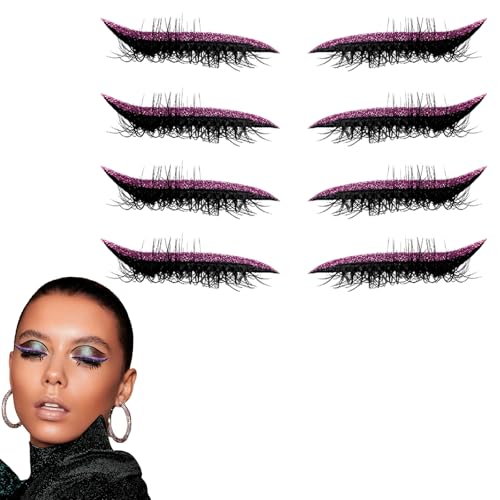 Wiederverwendbare Lidschatten-Wimpernpflaster – 2-in-1-Make-up-Aufkleber for alle Augenformen, wischfeste und wasserfeste Formel(Purple) von HDSDVNON