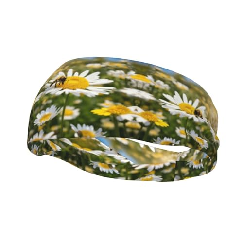 Elastische Stirnbänder für Damen, Motiv: Frühlingsgänseblümchen, Sport, Unisex, Schweißbänder, für Workout, Yoga, Laufen von HDSKFNS