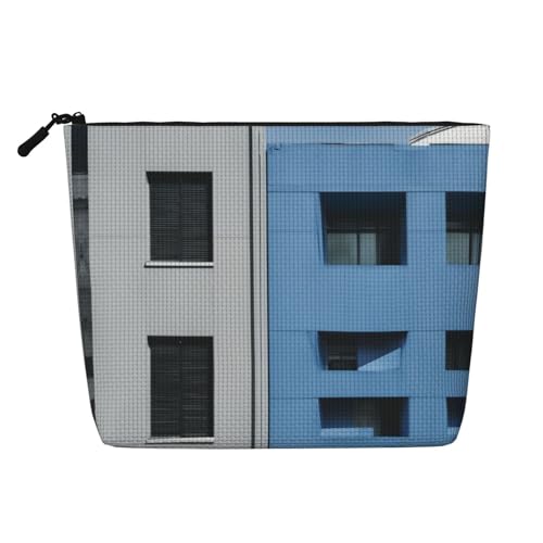 HDSKFNS Blue Building 03 Kosmetiktasche, Make-up-Tasche für Damen, Reise-Make-up-Tasche mit Reißverschluss, ideal für den täglichen Gebrauch und Reisen von HDSKFNS