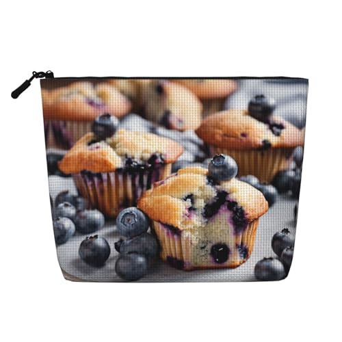 HDSKFNS Blueberry Muffin 03 Print Kosmetiktasche Make-up-Tasche für Damen, Reise-Make-up-Tasche mit Reißverschluss, ideal für den täglichen Gebrauch, Reisen, Schwarz, Einheitsgröße von HDSKFNS