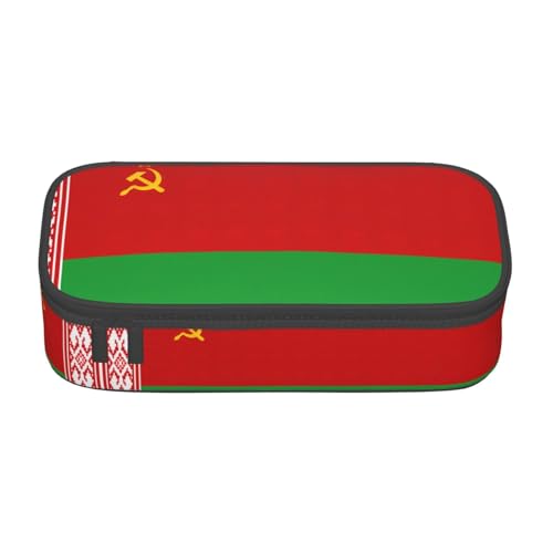 HDSKFNS Federmäppchen, Motiv: Flagge von Belarus, Bleistifte, Marker-Box, großes Fassungsvermögen, perfekt für Arbeit und Reisen von HDSKFNS